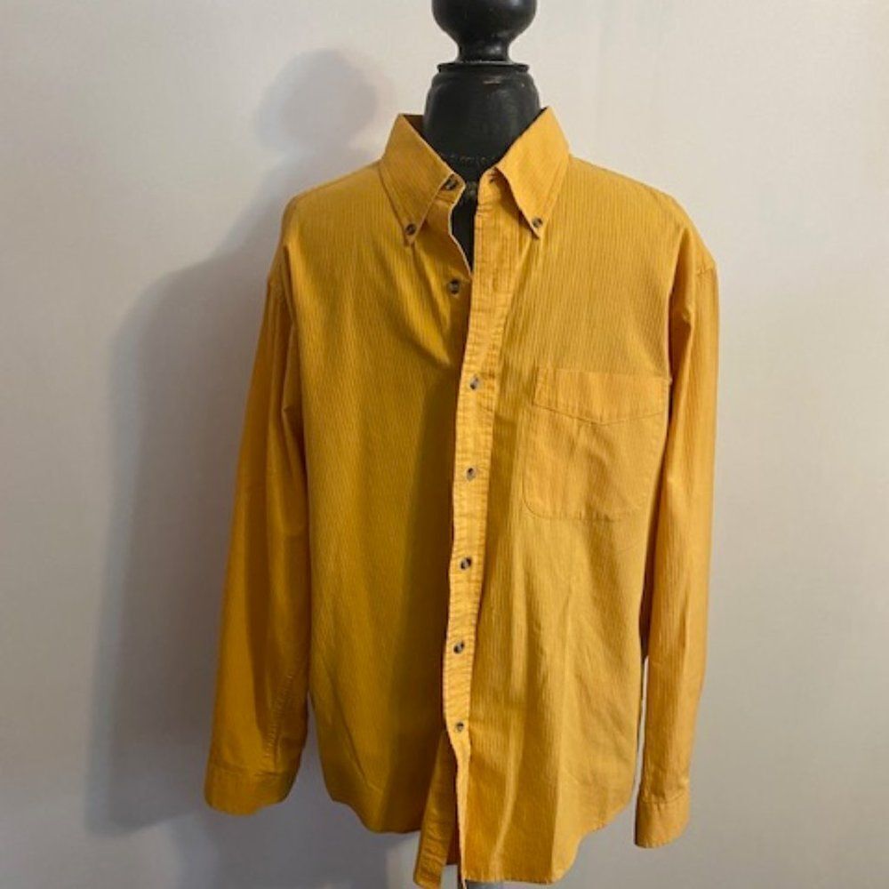 John Ashford Gold  stripe 1 pocket button-down shirt, size L